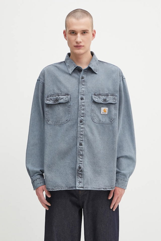 Tigan Relaxed Fit Denim Button-Up Shirt with Classic Collar