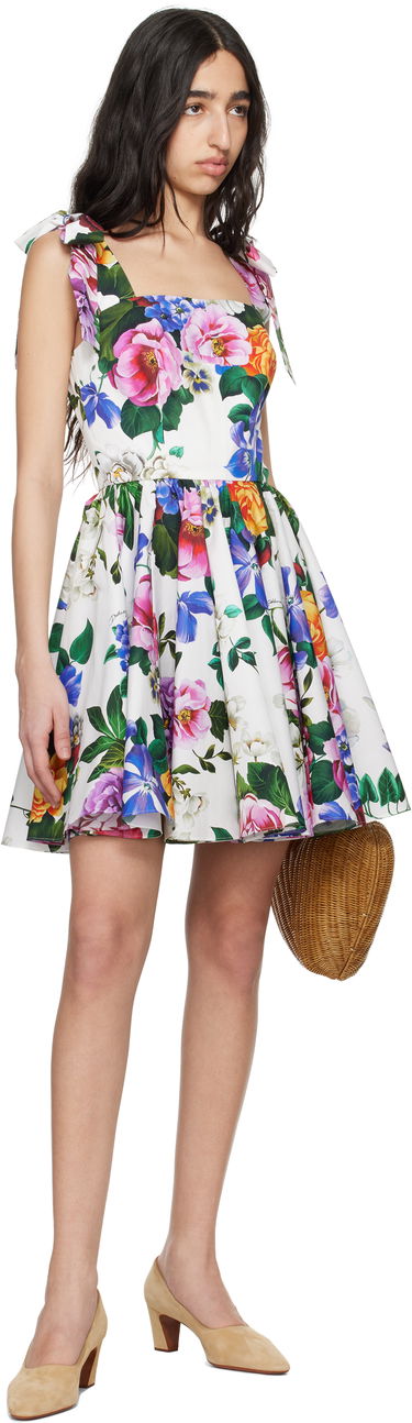 Pокля Dolce & Gabbana Dolce&Gabbana Rose-Print Corset Mini Dress Бяло | F6ZT2T HS5S6, 3