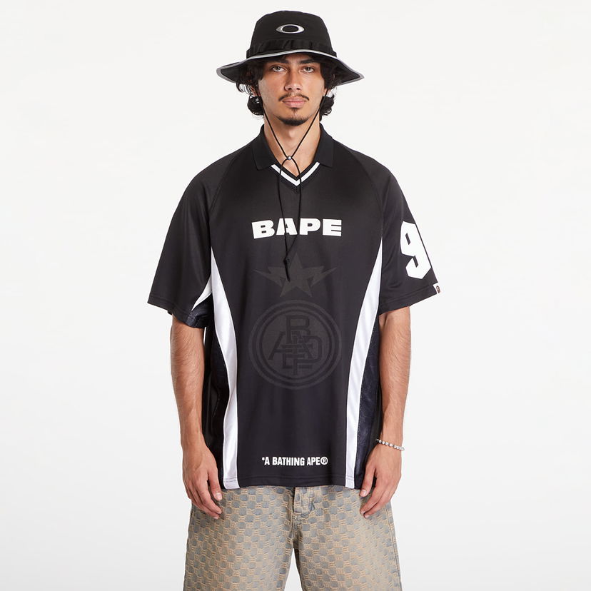 Тениска BAPE A BATHING APE Multi Logo Relaxed Fit Soccer Jersey M Black Черно | 001CSK801308M BLK