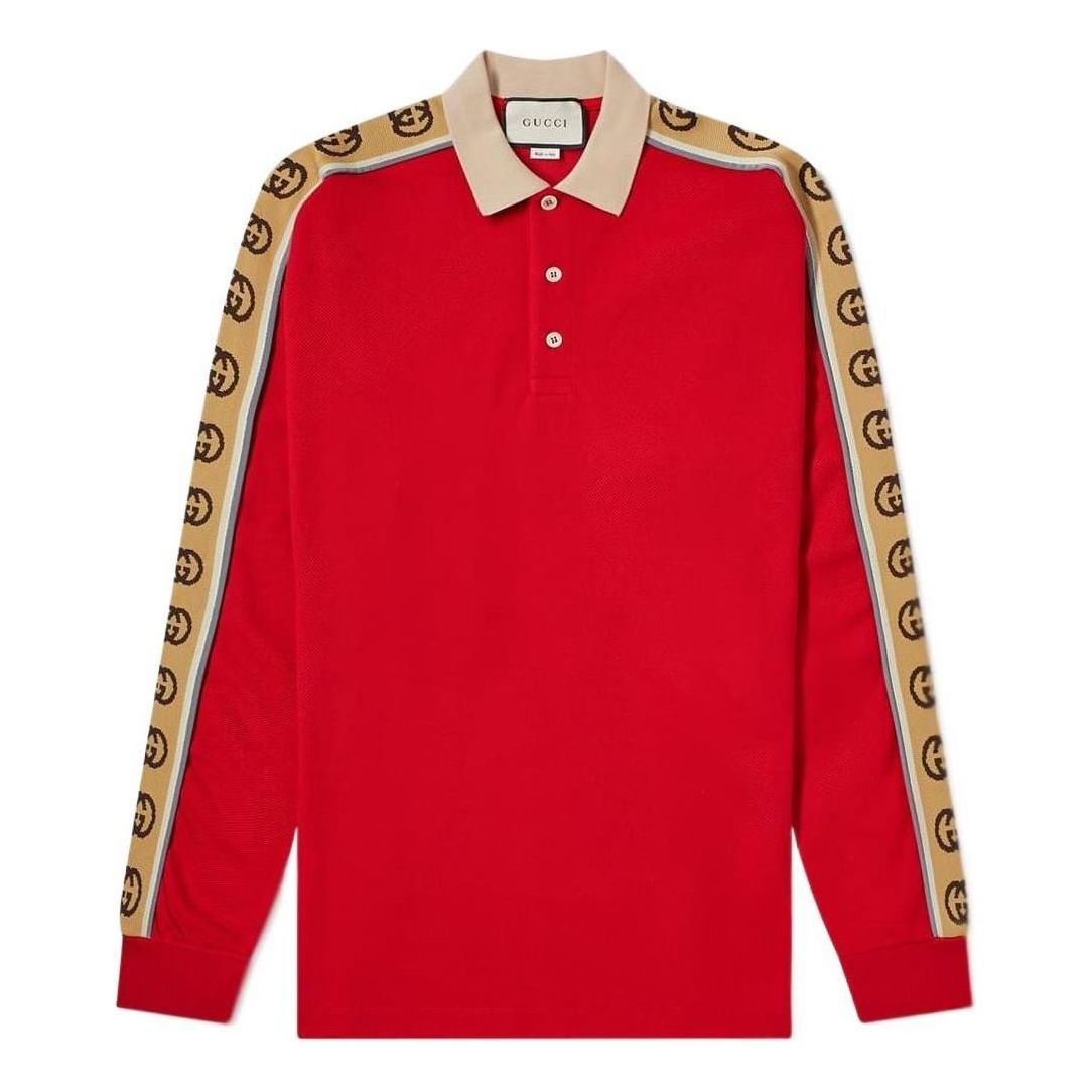 Поло тениска Gucci Gucci Long Sleeve Polo With Stripe Червено | 598955-XJB0Q-6057, 0
