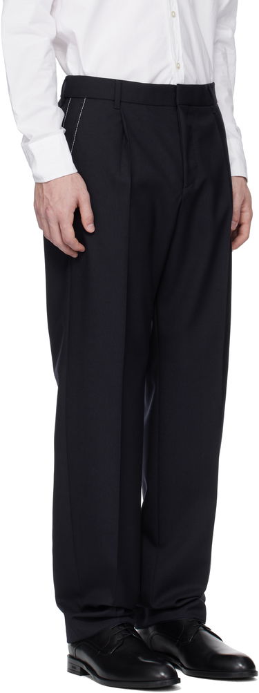 Панталони BOSS Relaxed-Fit Virgin Wool Trousers Тъмно синьо | 50545809, 1
