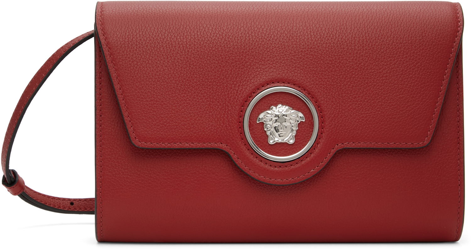 Чанта през рамо Versace Mini Calf Leather Shoulder Bag Бургунди | 1000814_1A10526_1RB3P, 0