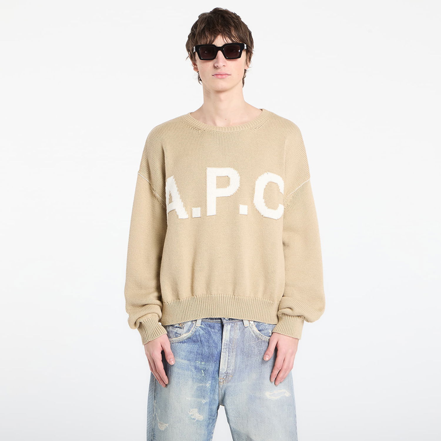 Пуловер A.P.C. Logo Jumper XXL Бежово | WOASL-M23009 AAE, 0