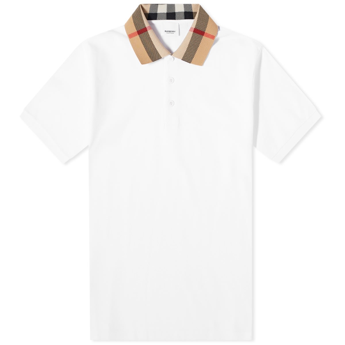 Поло тениска Burberry Check Collar Polo Бяло | 8071621A1464, 0