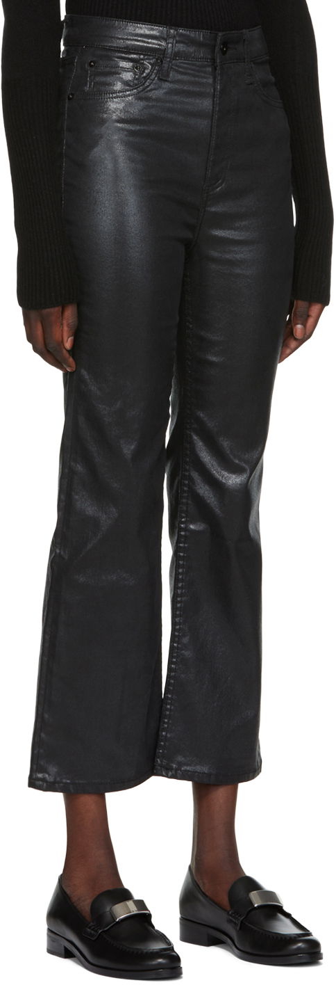 Дънки rag & bone Women's Casey Bootcut Coated Jeans Черно | WDD22F2917SGBL, 1