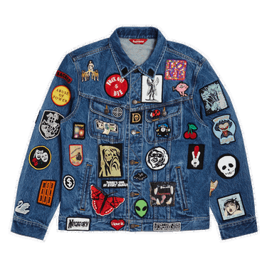 Яке Supreme Patches Denim Trucker Jacket Тъмно синьо | SS18J53 BLUE, 0