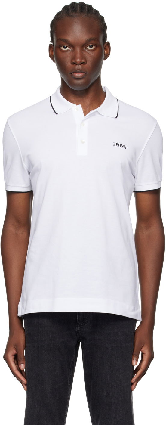 Поло тениска ZEGNA Stretch Cotton Polo Бяло | E7358A5-B746-N00