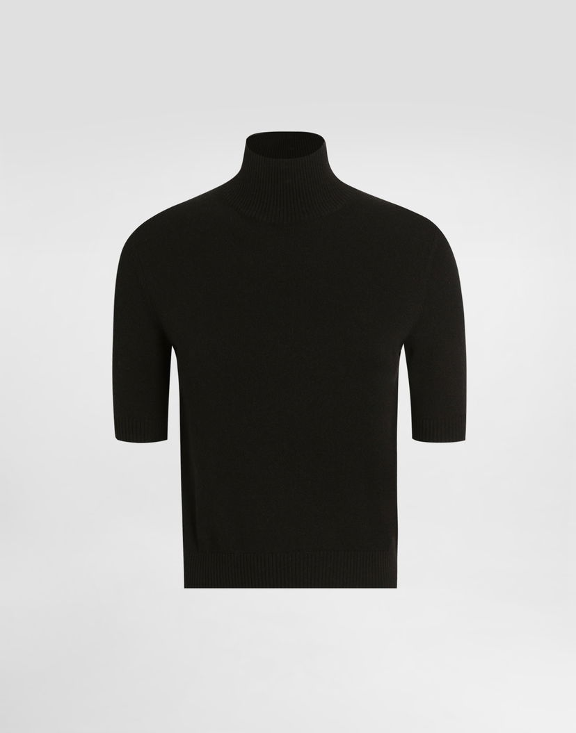 Пуловер Dolce & Gabbana Dolce & Gabbana Cashmere Short Sleeve Turtleneck Sweater Черно | FXW47ZJDVC2N0000