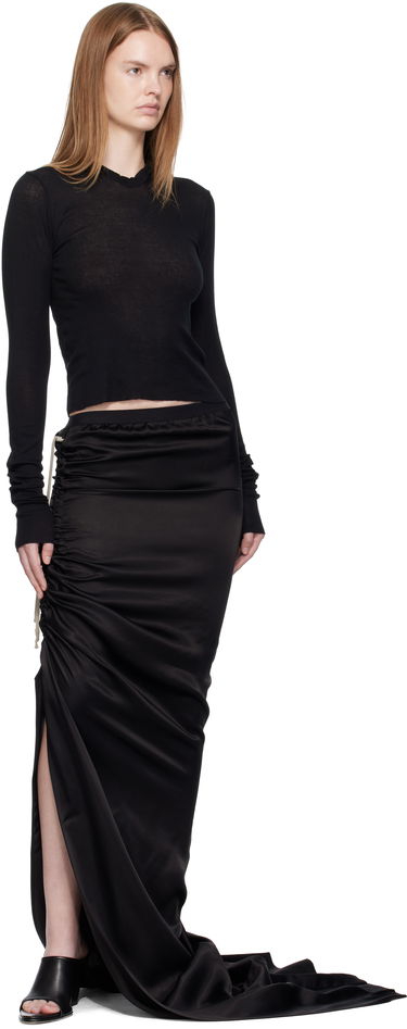 Суитчър Rick Owens Rick Owens Concordians Cropped Rib Long Sleeve Hoodie Черно | RP02E4210 MR, 3