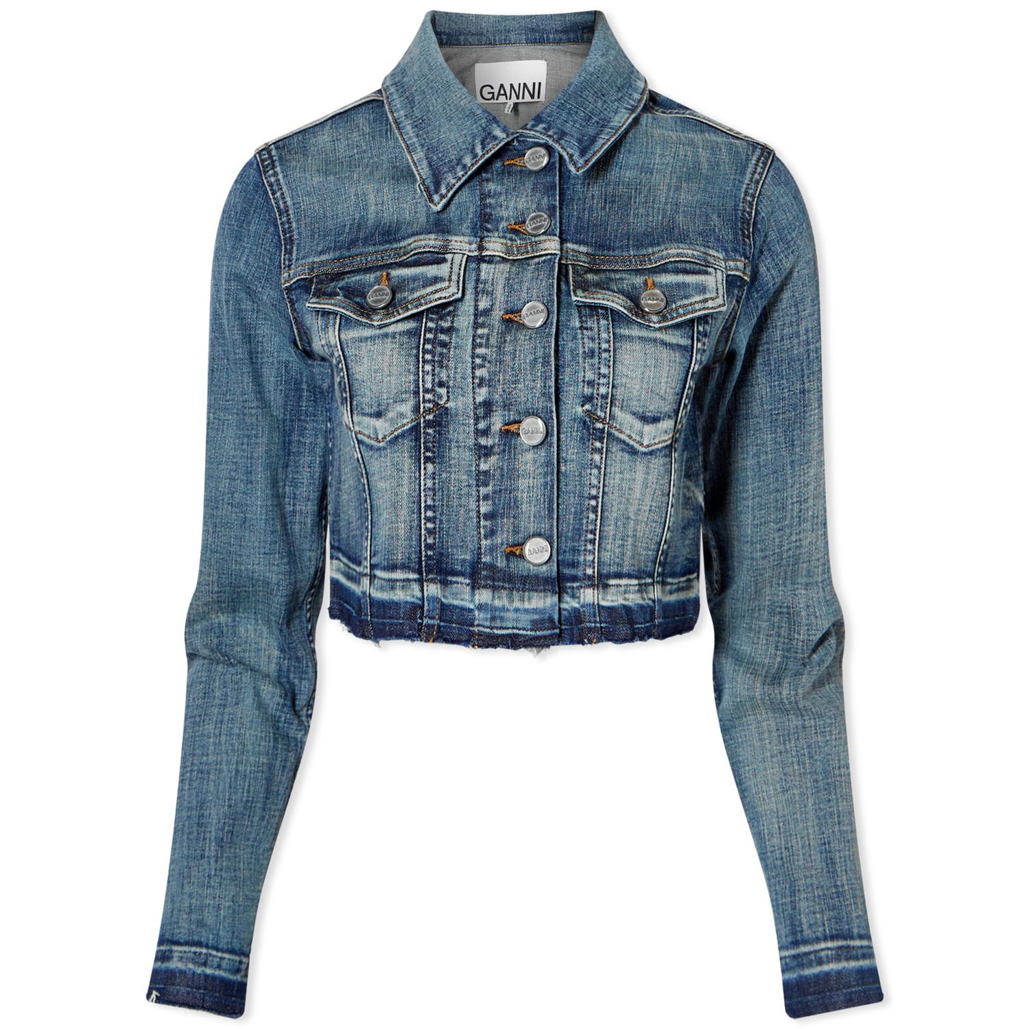 Яке GANNI Denim Crop Jacket Тъмно синьо | J1257-091, 0