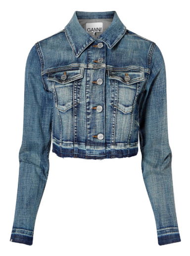 Яке GANNI Denim Crop Jacket Тъмно синьо | J1257-091