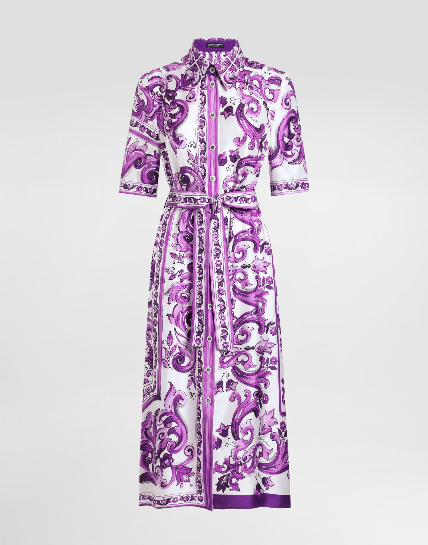 Pокля Dolce & Gabbana Dolce & Gabbana Majolica-Print Twill Shirt Dress Лилаво | F6JICTHI1Y7I03TN, 0