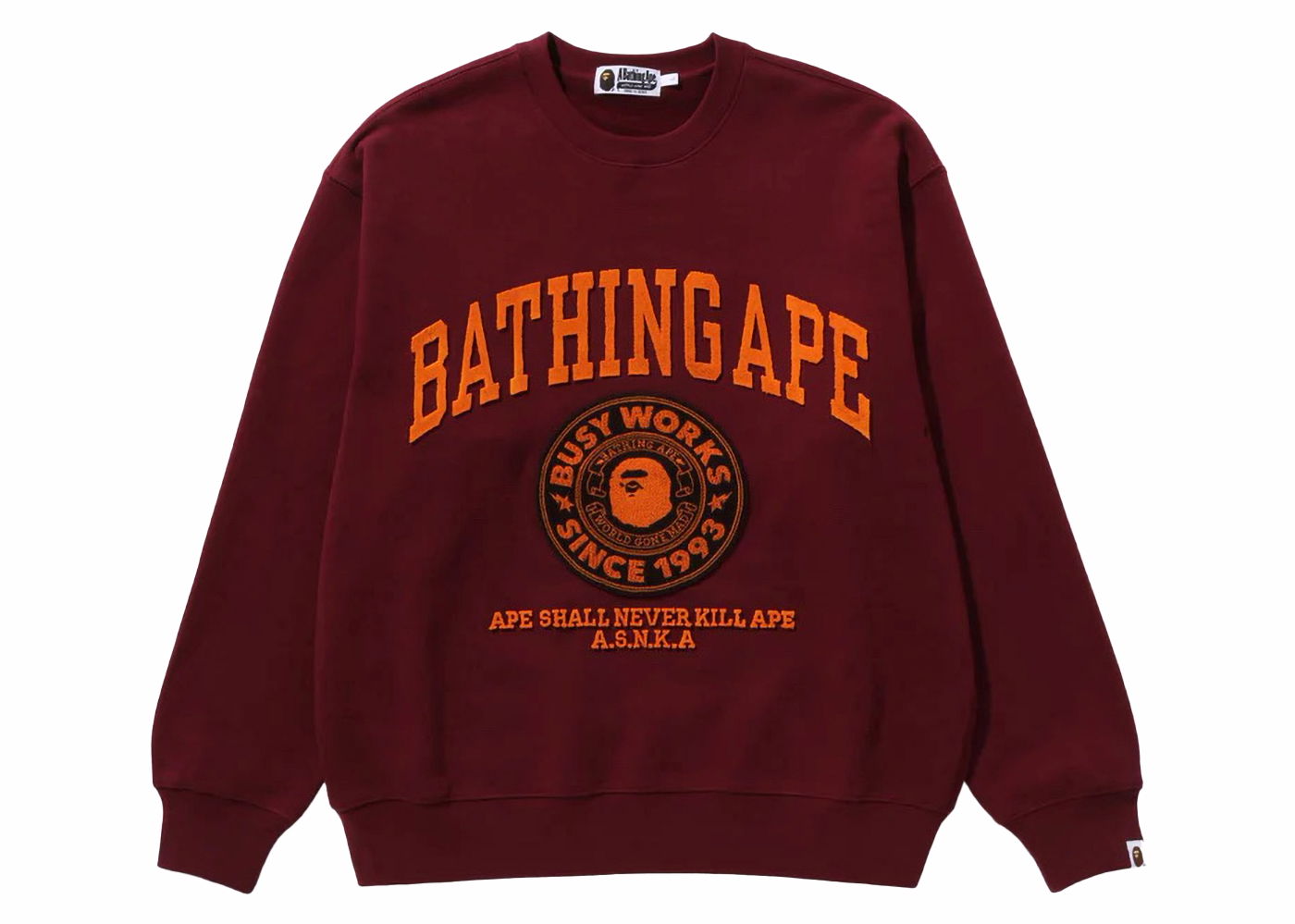 Суитчър BAPE BAPE College Graphic Crewneck Burgundy Бургунди | 1J80-113-060, 0