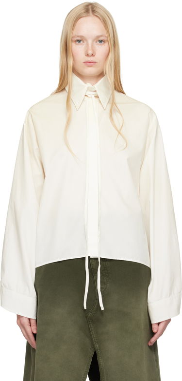 Риза Maison Margiela MM6 Maison Margiela Cotton Poplin Tie-Neck Shirt Бяло | S62DT0039 M35458, 0
