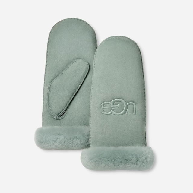 Embroidered Shearling Mittens