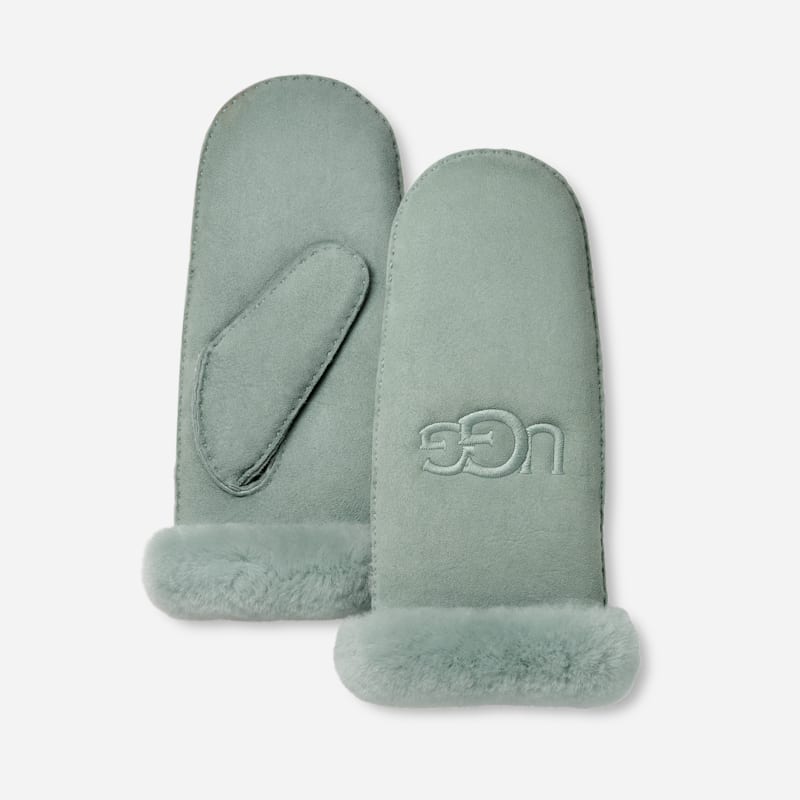 Ръкавици UGG Embroidered Shearling Mittens Зелено | 20932-GMS