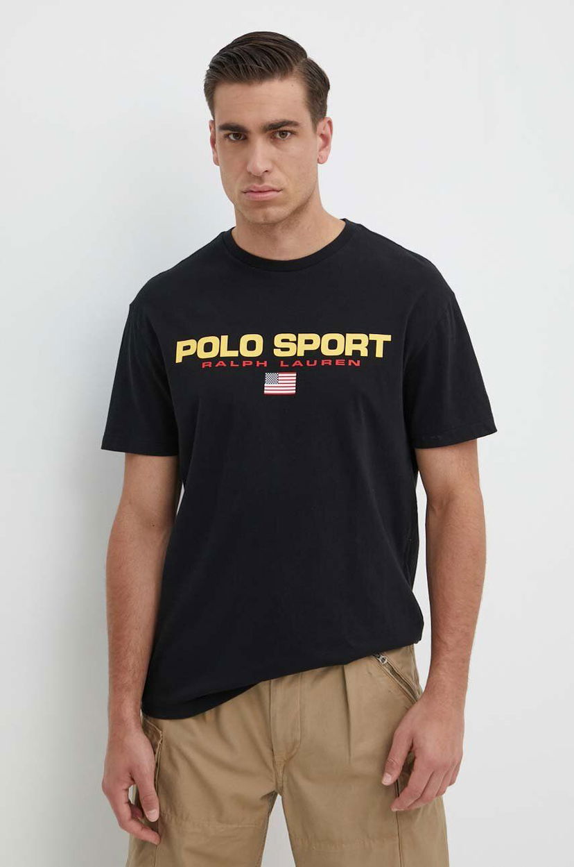 Тениска Polo by Ralph Lauren Black T-Shirt with Logo Print Черно | 710750444