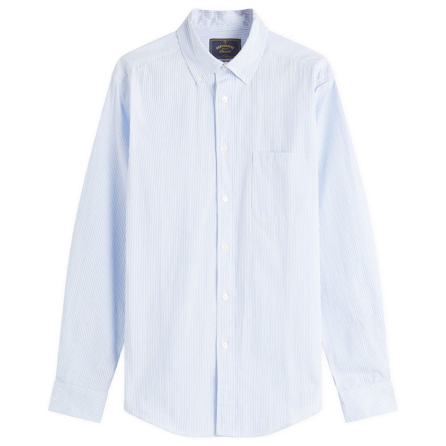 Риза Portuguese Flannel Atlantico Seersucker Stripe Shirt, Large Синьо | SS25-012-BLU, 0