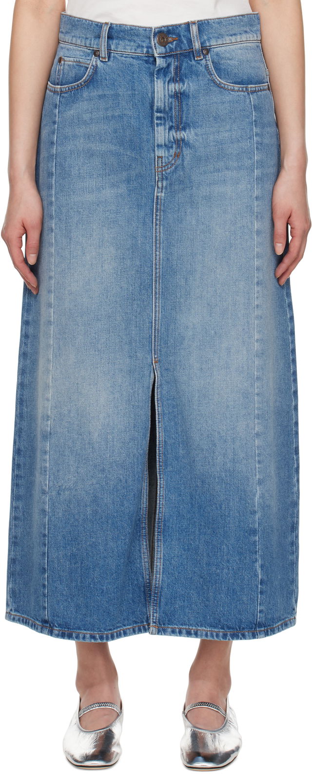 Weekend Max Mara Gesso Denim Midi Skirt