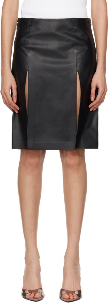 Пола The Attico Attico Tailored Leather Skirt with Slits Черно | 250WCS00261 LBT128AA, 0