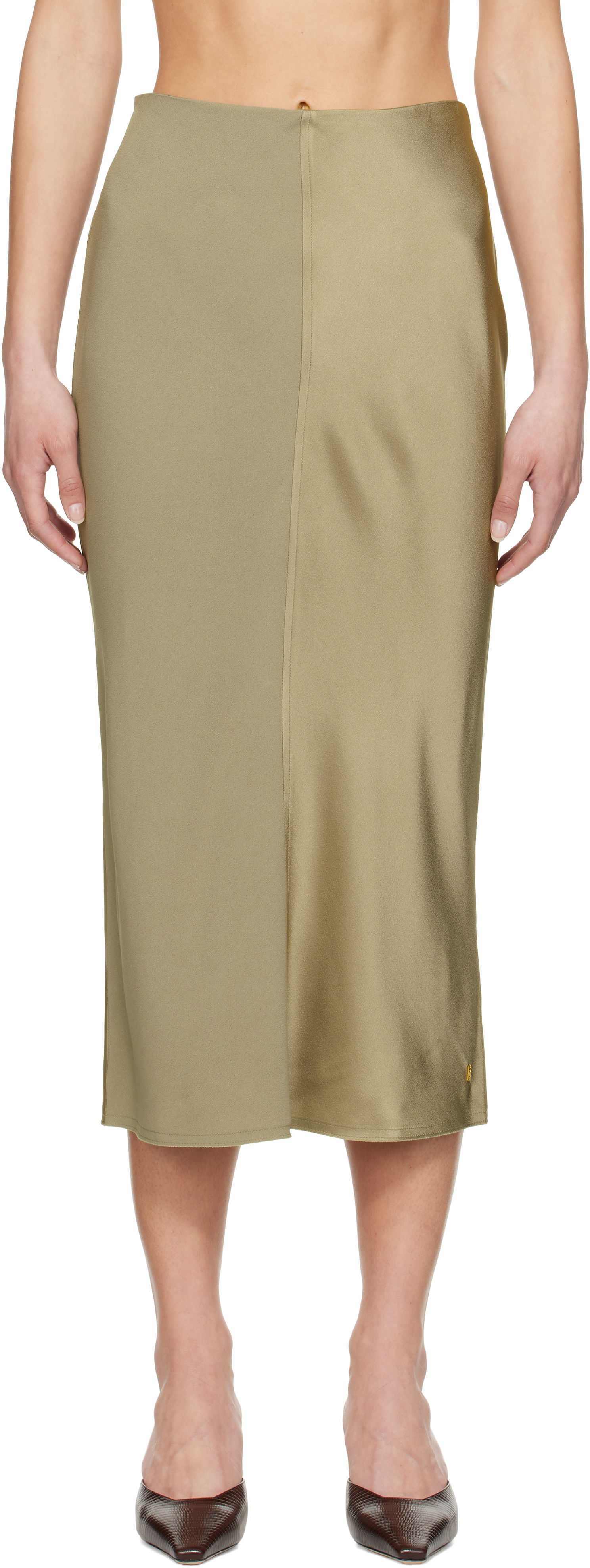 Пола AMI AMI Paris Straight Midi Skirt Зелено | FSK266.AC0014, 0