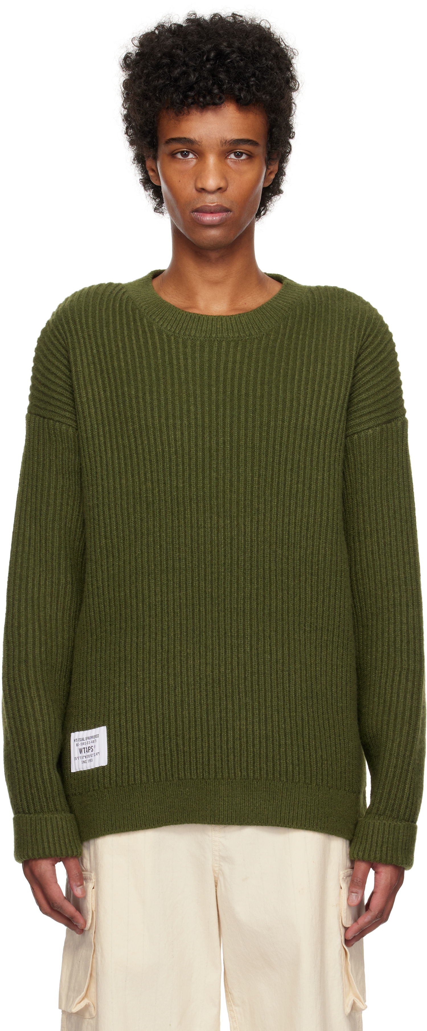 Пуловер WTAPS WTAPS Deck Knit Sweater Зелено | 242MADT-KNM06, 0