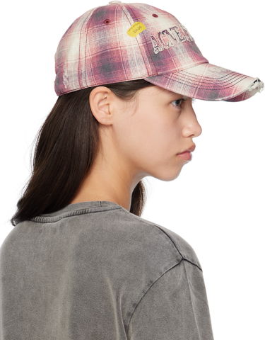 Шапка с козирка Acne Studios Distressed Plaid Cap Розово | C40411-, 4