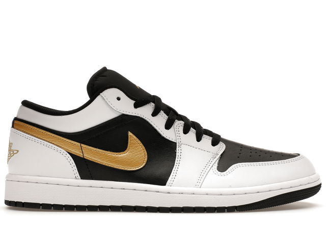 Jordan 1 Low White Black Metallic Gold Swoosh