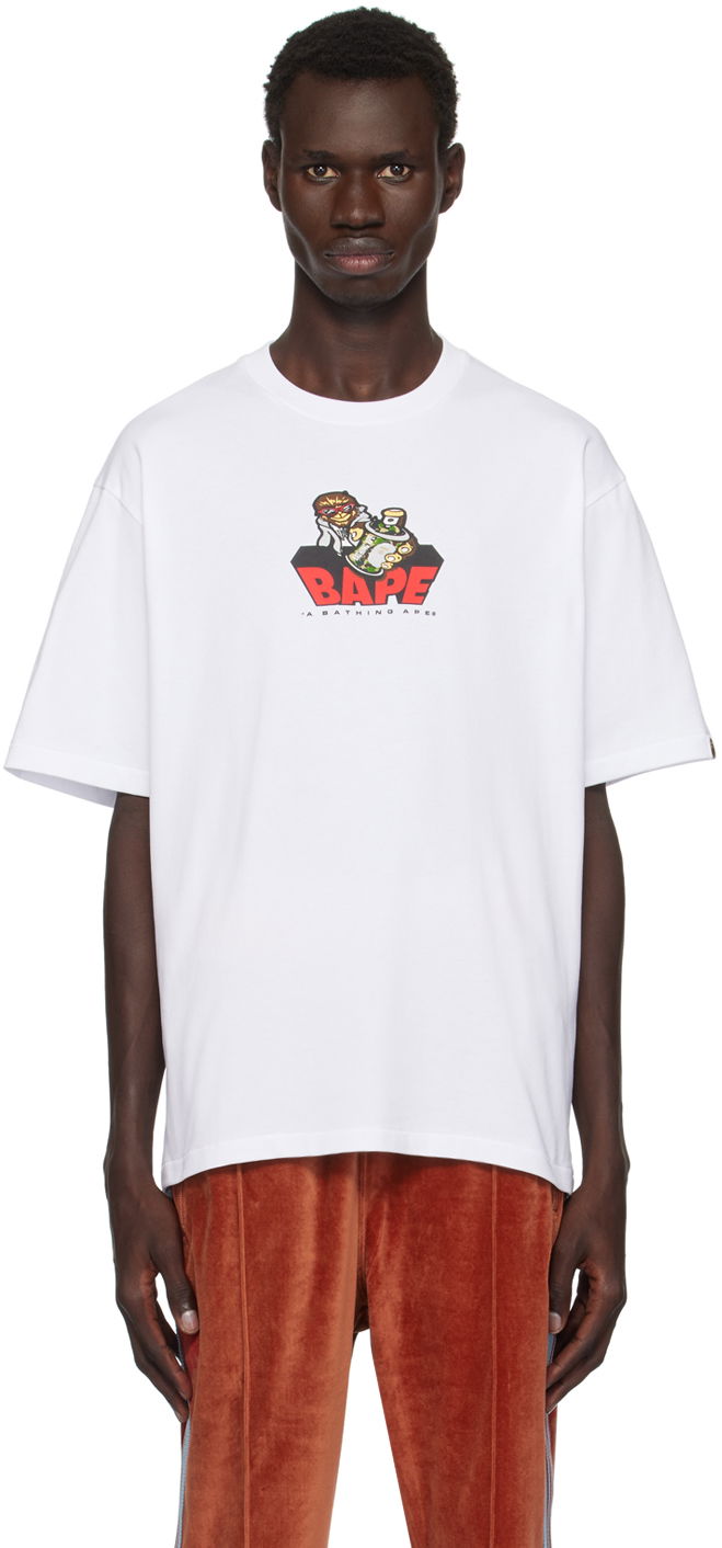 Тениска BAPE Bape Graffiti Logo T-Shirt Бяло | 001TEK301345M