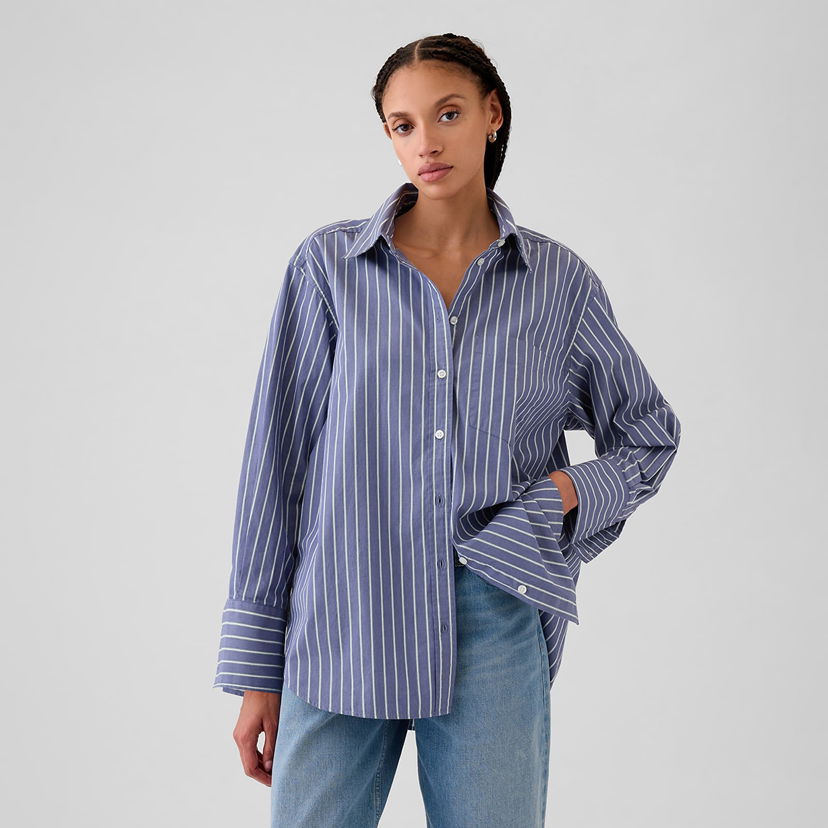 Риза GAP Shirt Stripy Big Shirt Blue Green Stripe XS Сиво | 519040-03