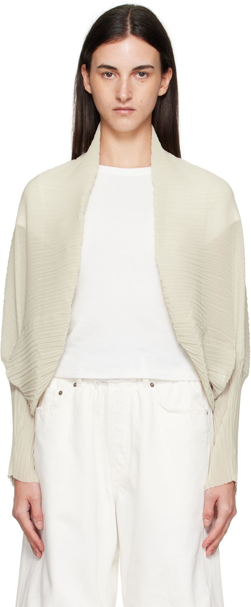 Пуловер Max Mara Max Mara Vesuvio Pleated Cardigan Бежово | 2514731012600