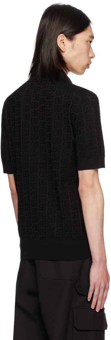 Поло тениска Dolce & Gabbana Dolce&Gabbana Logo Jacquard Polo Черно | GXZ15TJBSKE, 2