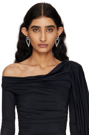 Обеци Blumarine Blumarine Rhinestone Hearts Drop Earrings Металик | P522W320A, 2