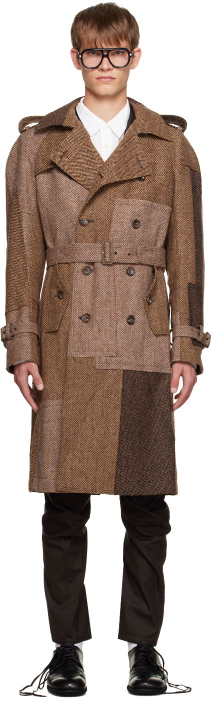 Тренчкот Junya Watanabe Patchwork Trench Coat Кафяво | WL-C001-051