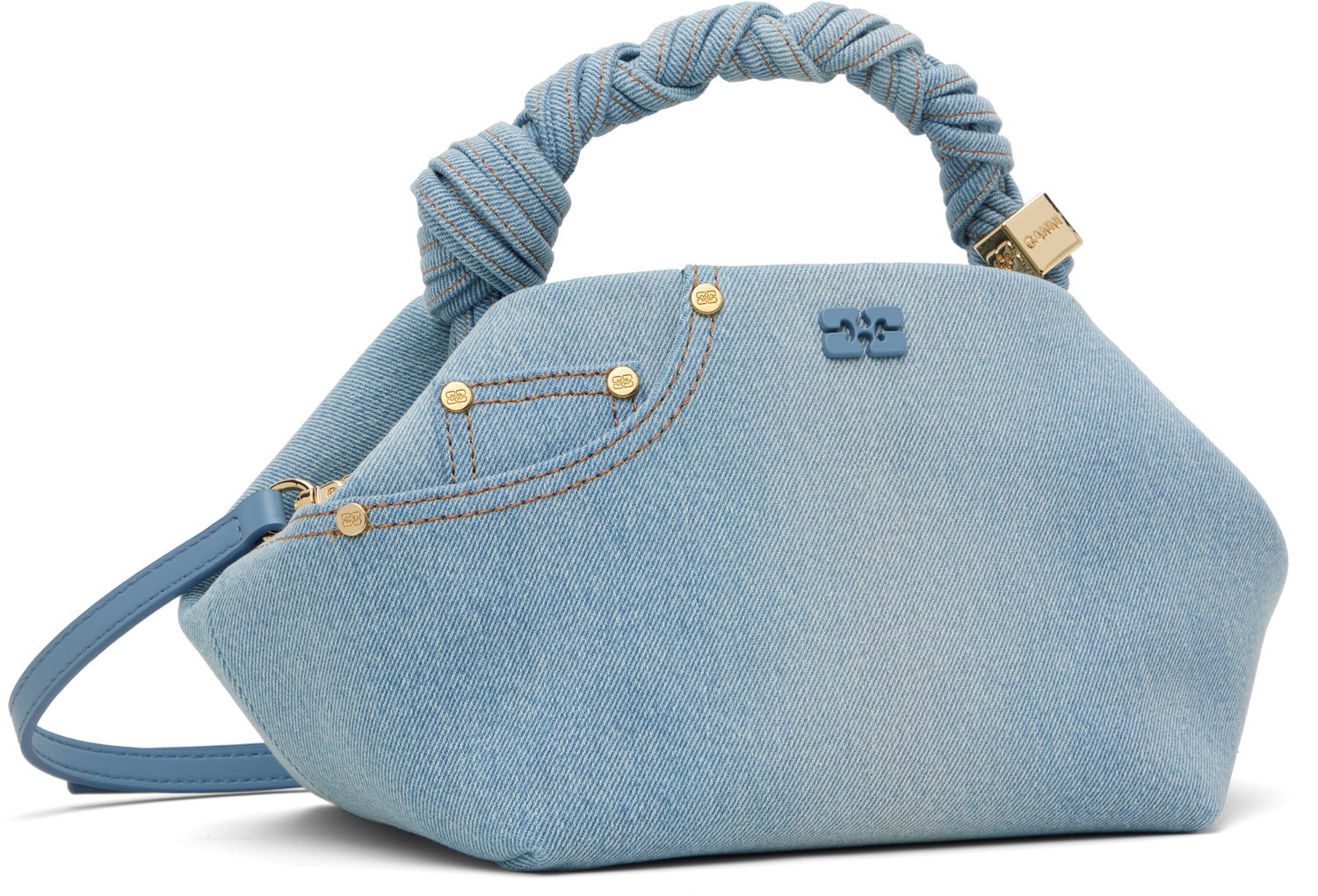 Дамска чанта GANNI GANNI Small Bou Denim Shoulder Bag Синьо | A6497, 1