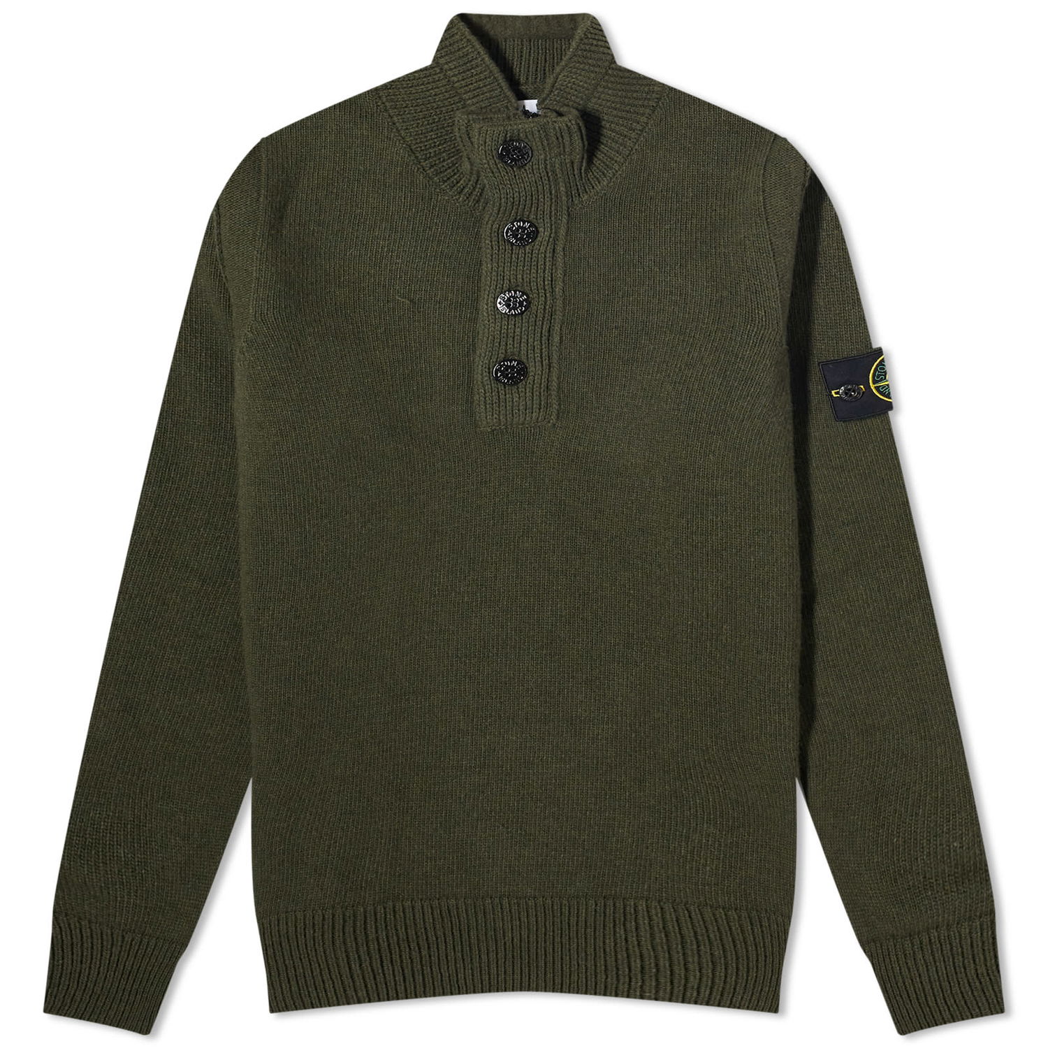 Пуловер Stone Island Stand Collar Button Neck Knit Зелено | 7915540-V0058, 0