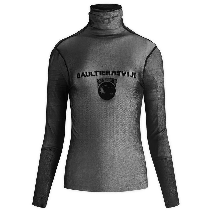 Суитчър Jean Paul Gaultier Mesh Turtle Neck Flocked Earth Черно | 24-27-U-TO187I-T001-0000