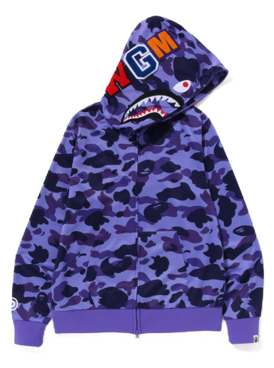 Суитчър BAPE 1st Camo Jersey Shark Full Zip Hoodie Лилаво | 1I70-115-004