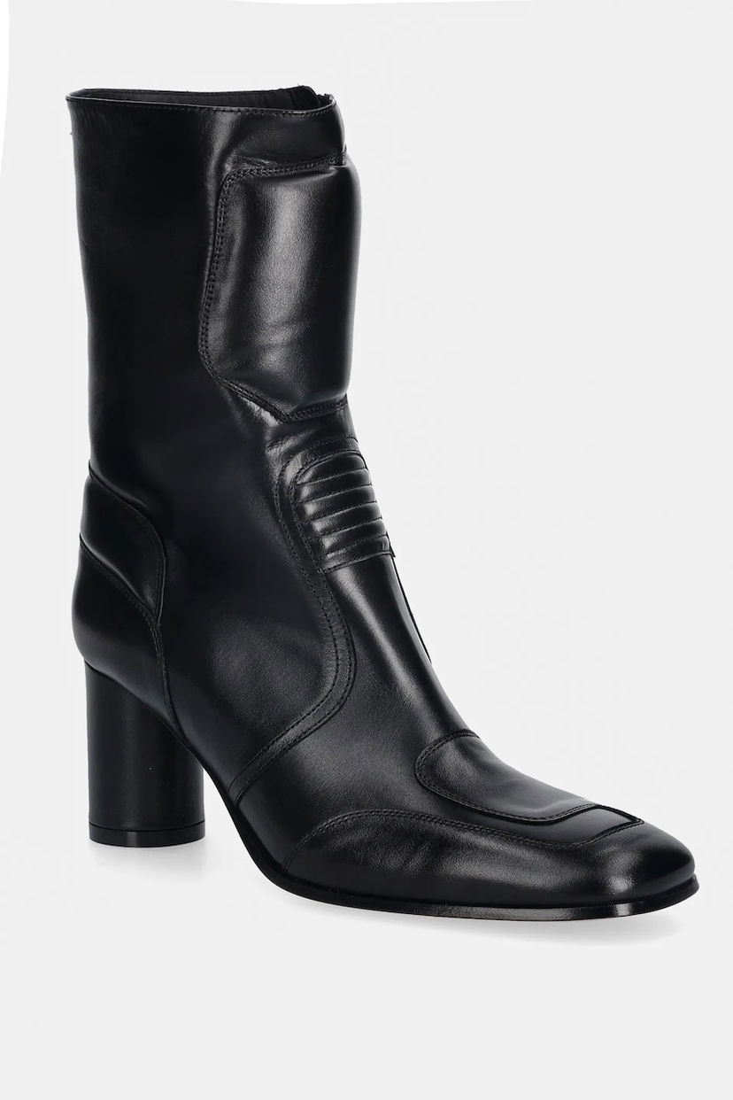 Кецове и обувки Maison Margiela MM6 Maison Margiela Leather Square Toe Heeled Ankle Boots with Padded Panel Черно | S66WU0136.P3350.T8013