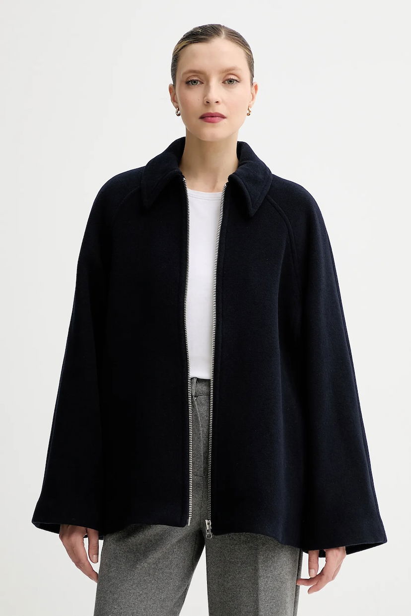 Яке Samsoe Samsoe ALMA Wool Cape Jacket Тъмно синьо | F23300184
