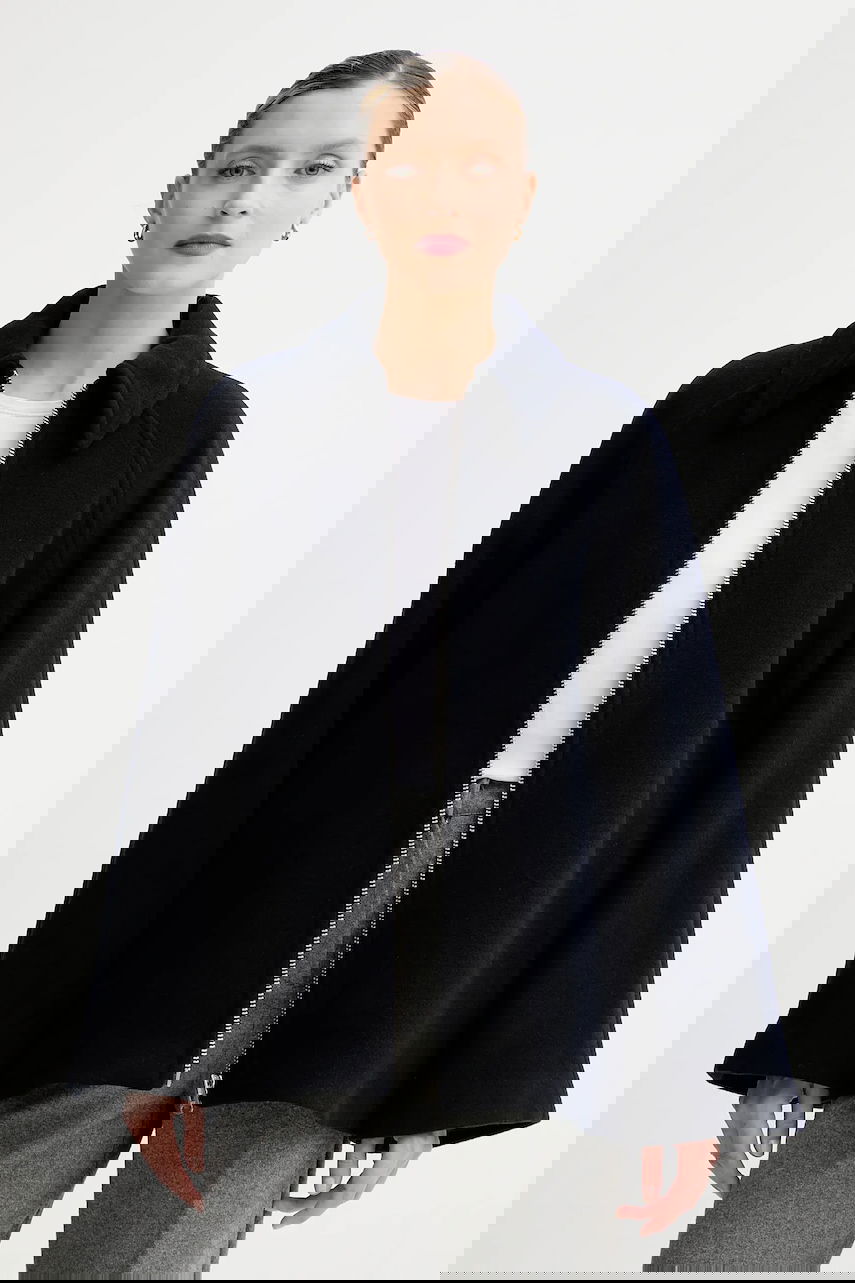 Яке Samsoe Samsoe ALMA Wool Cape Jacket Тъмно синьо | F23300184, 0