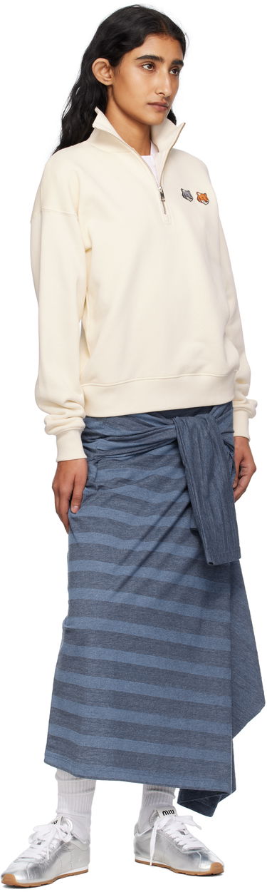 Суитчър MAISON KITSUNÉ Maison Kitsuné Double Fox Head Half Zip Sweatshirt Бежово | OW211CFKM0321, 3