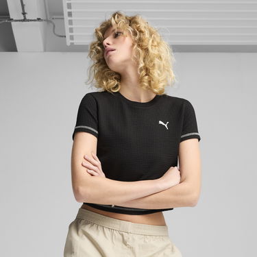 Съкратен топ Puma DARE TO Textured Baby Tee Черно | 629806_01, 0