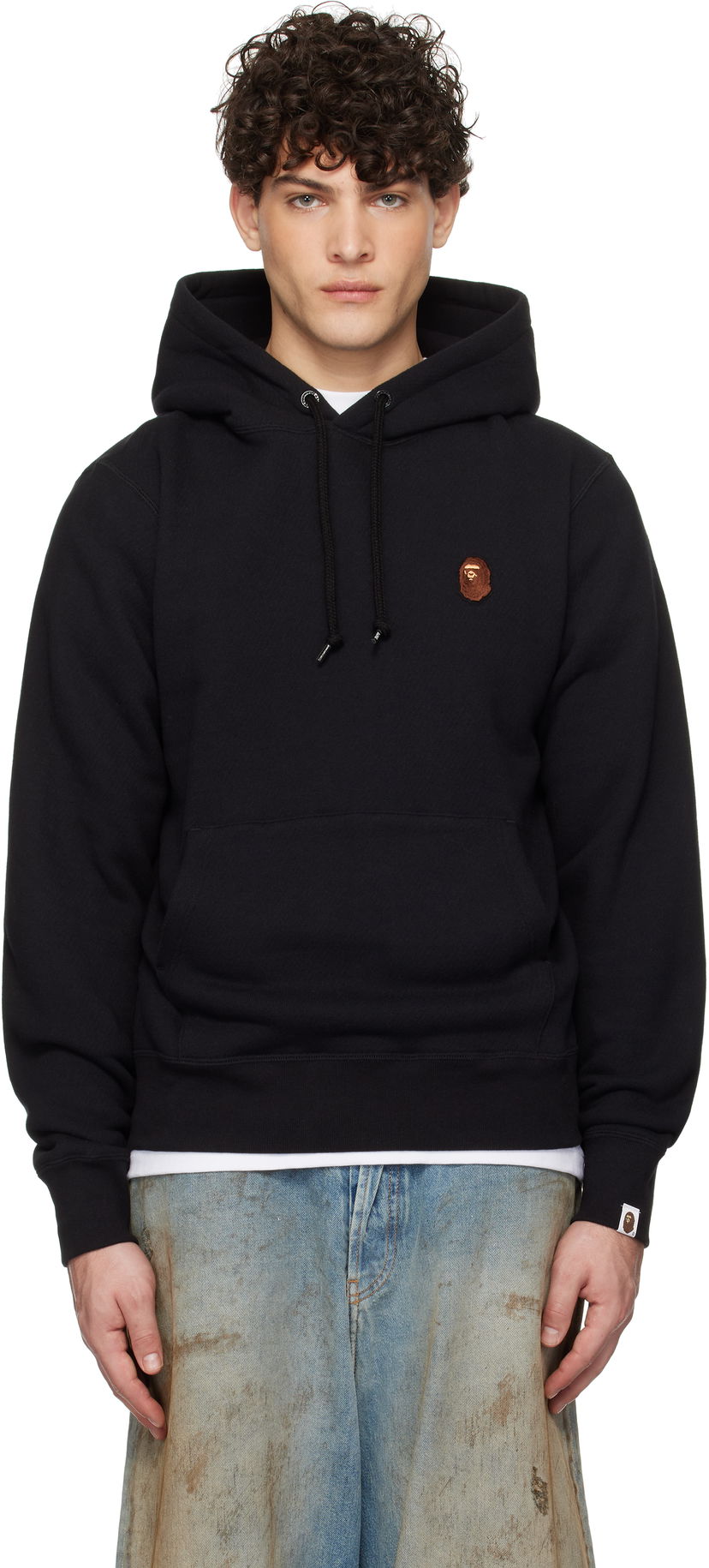 Суитчър BAPE One Point Pullover Hoodie Черно | 001PPK801007M