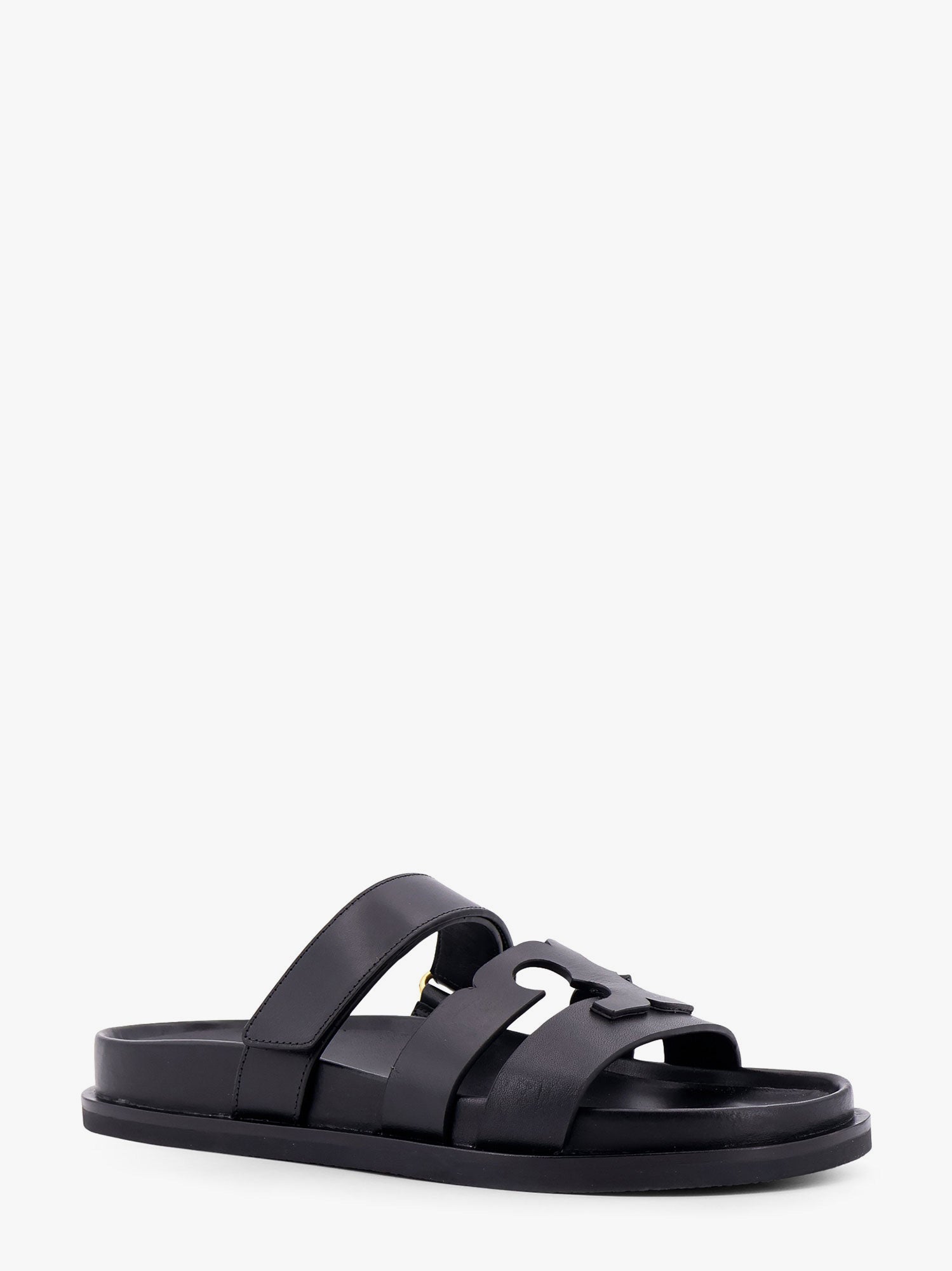 Кецове и обувки Tory Burch Black Leather Slide Sandals Черно | 161636006, 1