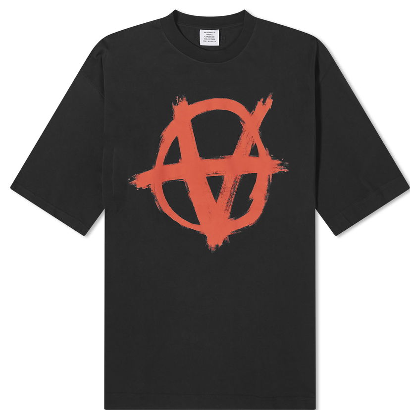 Тениска VETEMENTS Double Anarchy T-Shirt Черно | UE64TR990BR