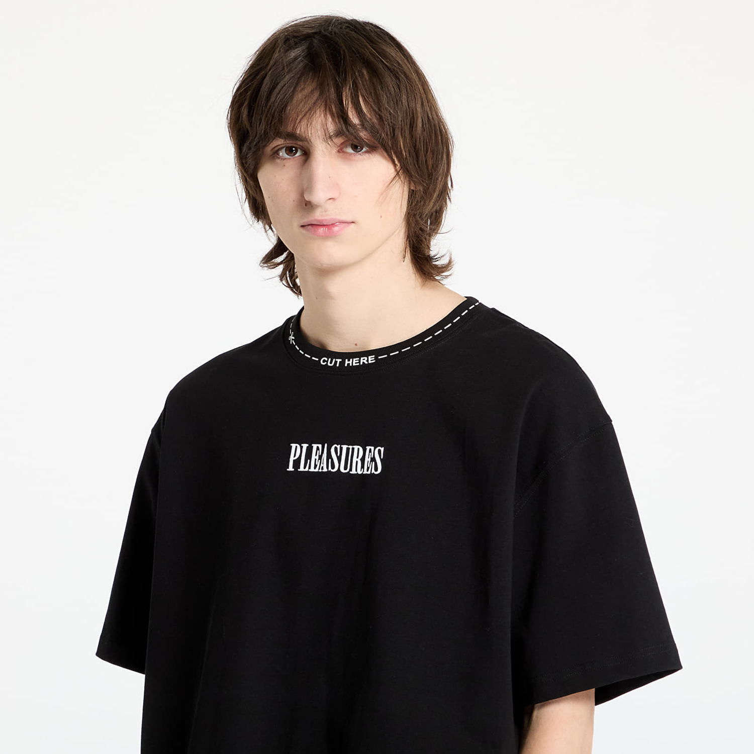 Тениска Pleasures PLEASURES Cut Here Heavyweight T-Shirt Черно | P25SP027 BLACK, 1