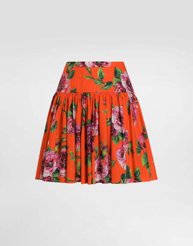 Dolce & Gabbana Antique Rose Print Cotton Mini Skirt