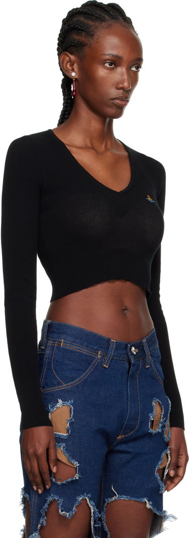 Пуловер Vivienne Westwood Vivienne Westwood Bea Cropped V-Neck Sweater Черно | 1803004W-Y003F-, 1