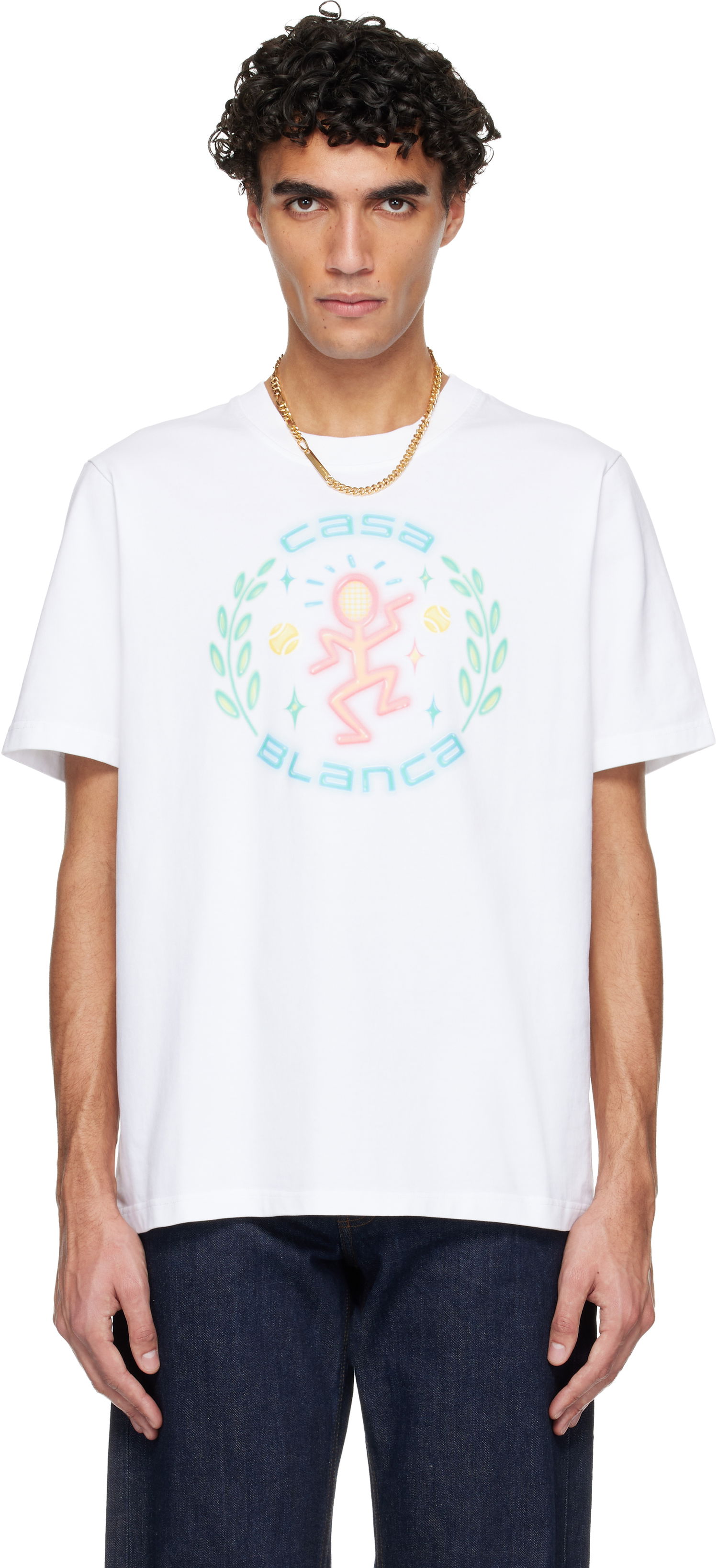 Тениска Casablanca Casablanca Dance Joy Classic T-shirt Бяло | M-SP26-JTS-001-11, 0